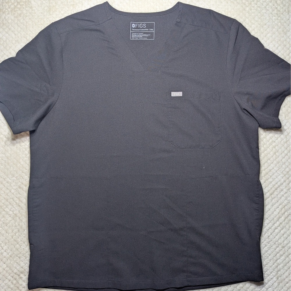 FIGS Technical Collection Scrub Top XXL Gray V-Neck Medical Nurse Doctor Uniform